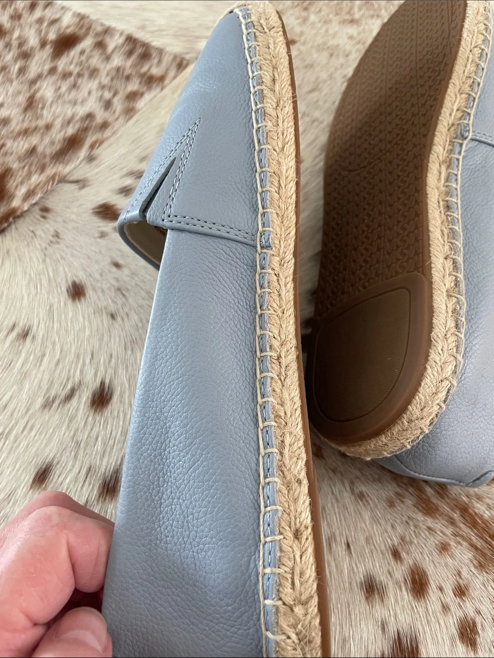 Michael Kors Light Blue Leather Espadrille Flats with Jute Trim